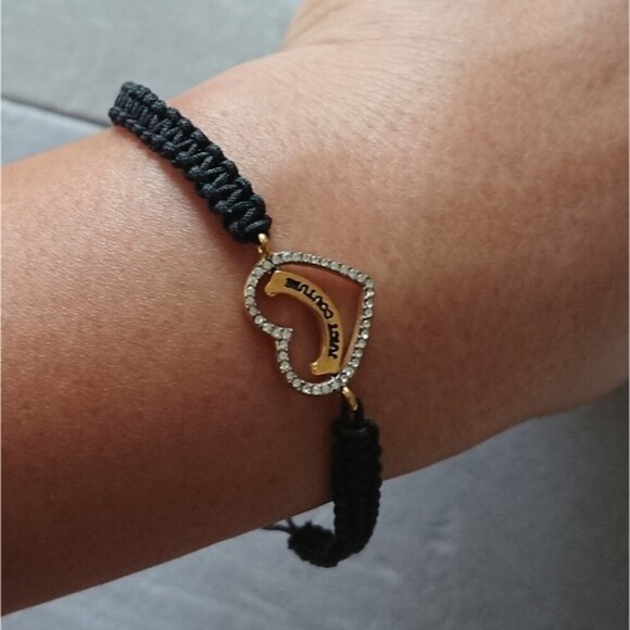 Juicy Couture black Knit Pave crystals heart Bracelet - Picture 7 of 8